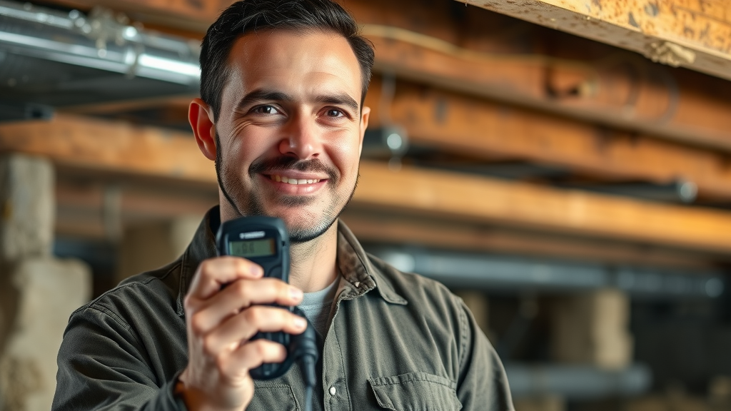 certified restoration technician with moisture meter, mold remediation and inspection in columbia south carolina
