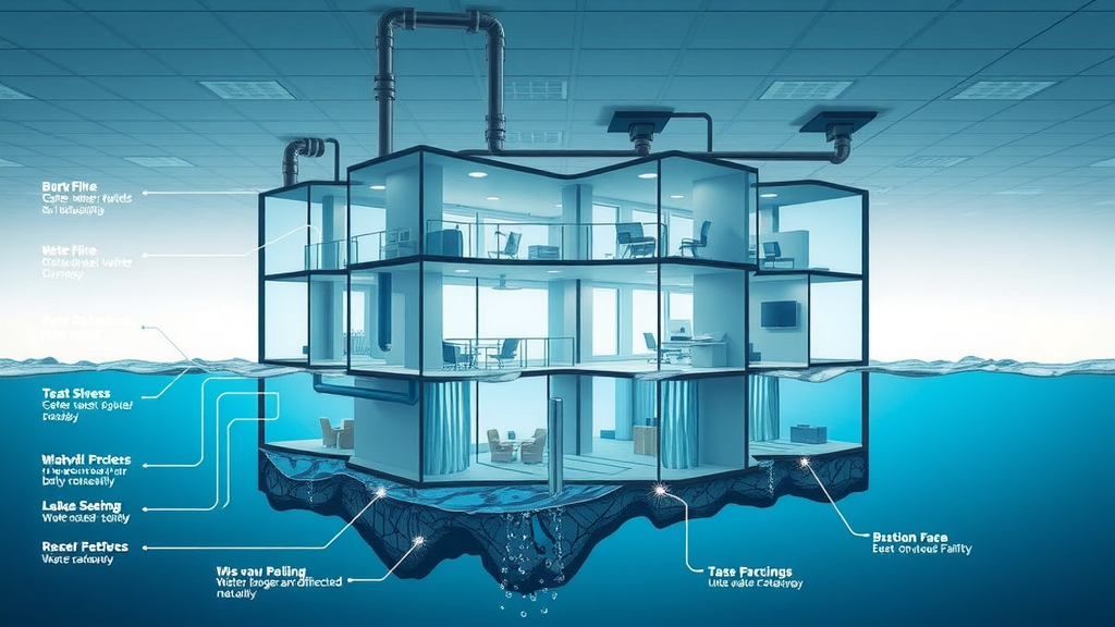 Infographic of commercial water damage causes Columbia SC, including plumbing failures, leaks, and water ingress