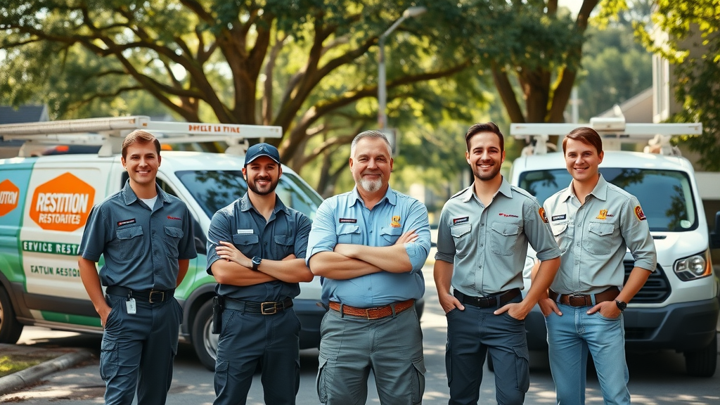 Restoration company in Lexington SC with uniformed experts and branded service vans ready for emergency water damage restoration