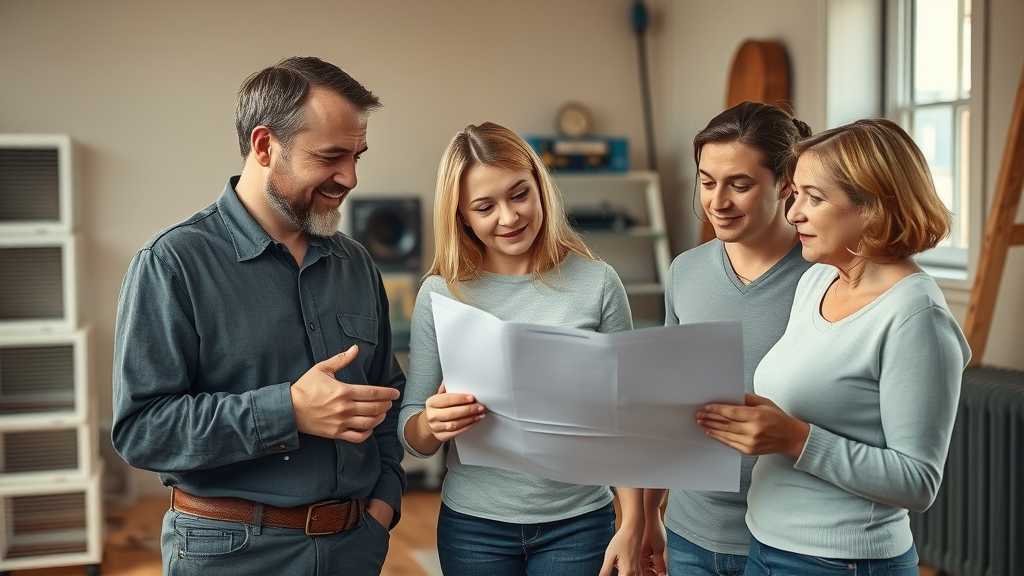 concerned family and technician reviewing restoration plan after emergency water extraction and drying in Lexington SC