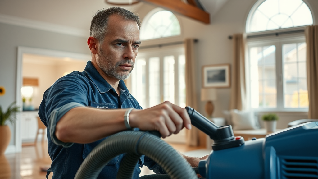 Restoration pro operating industrial water extraction equipment for standing water removal