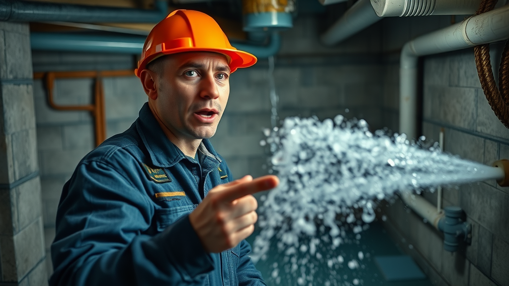 Plumber discovers burst pipe with major water damage in Lexington basement