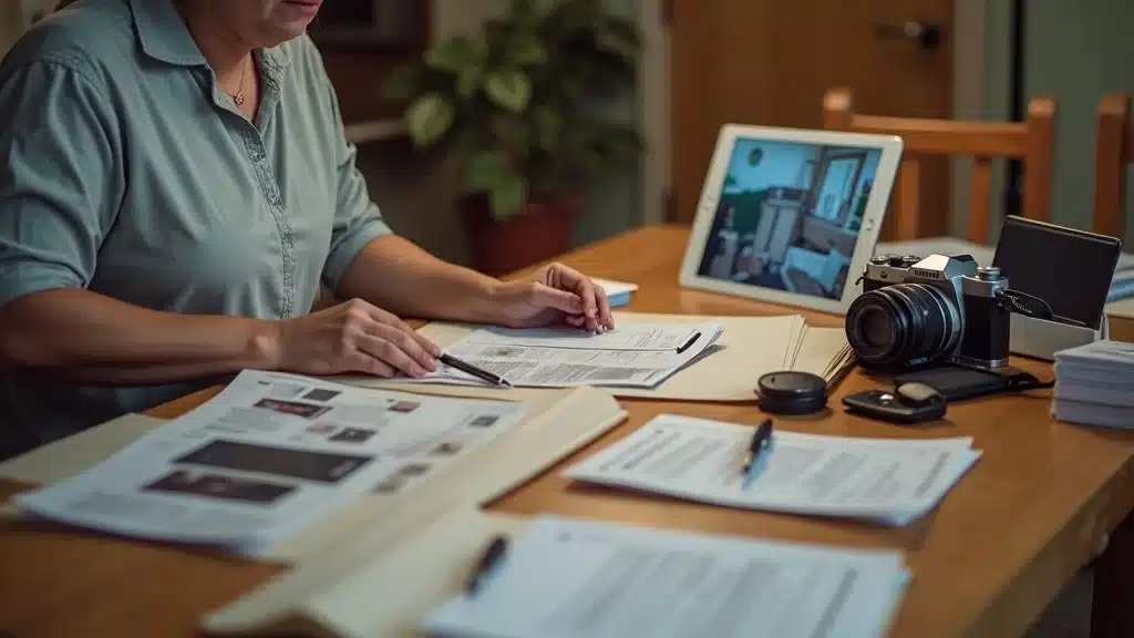 Columbia SC homeowner assembling photo and inventory evidence for water damage insurance claim