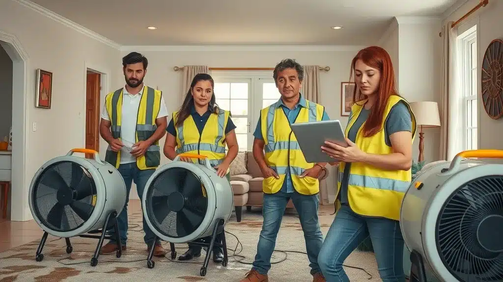 Emergency cleanup crew responding to water damage after ice storm Columbia SC