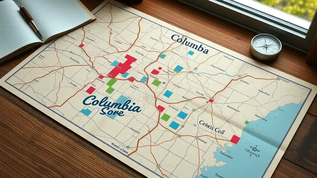 Detailed map showing flood zones and vulnerable neighborhoods in Columbia, SC - water damage caused from an ice storm